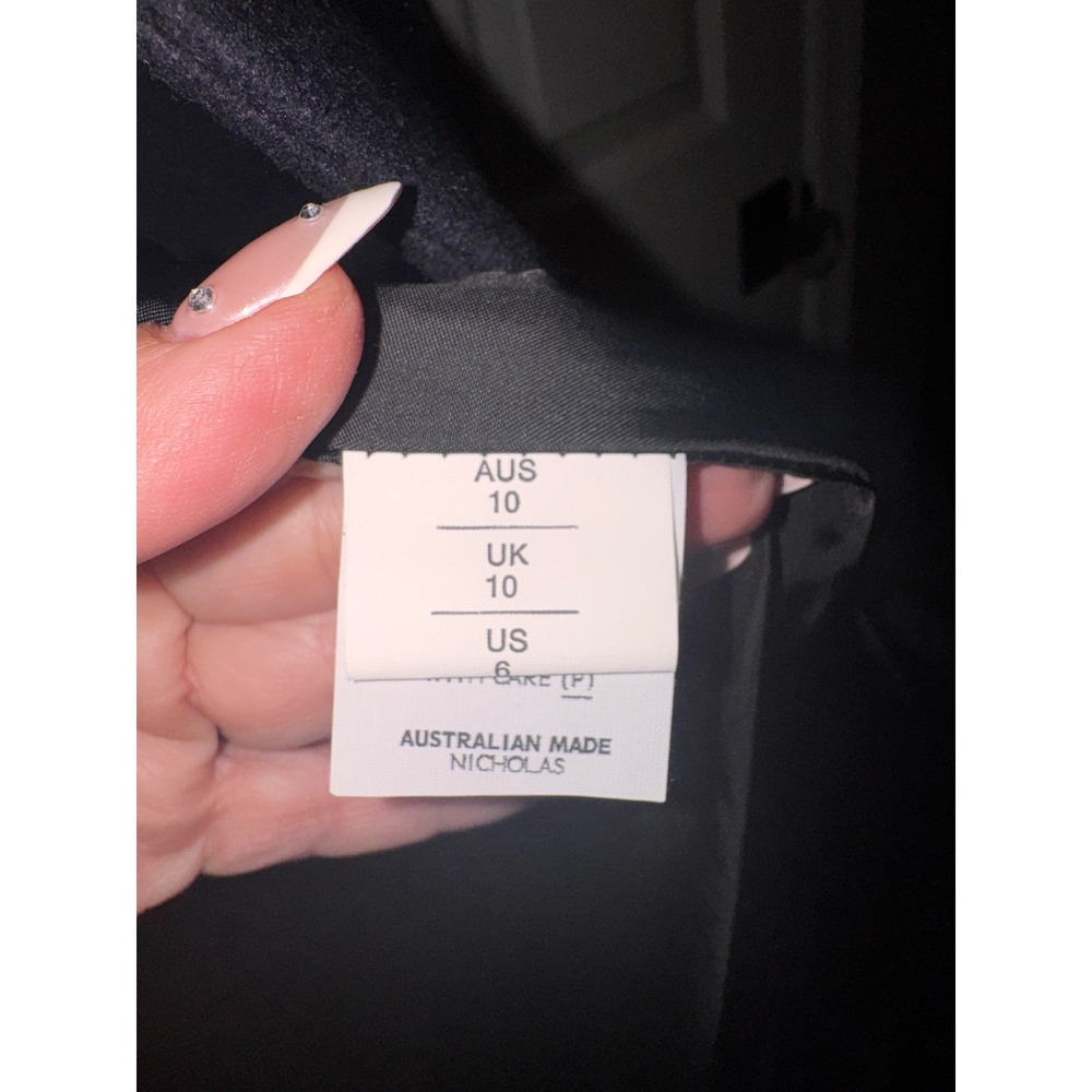 Nicholas Navy Wool Cashmere Double Breasted Long Coat Australian Made US 6 - Picture 6 of 7